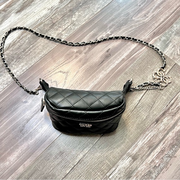 Guess Bags Guess Miriam Quilted Black Chain Belt Bag Poshmark